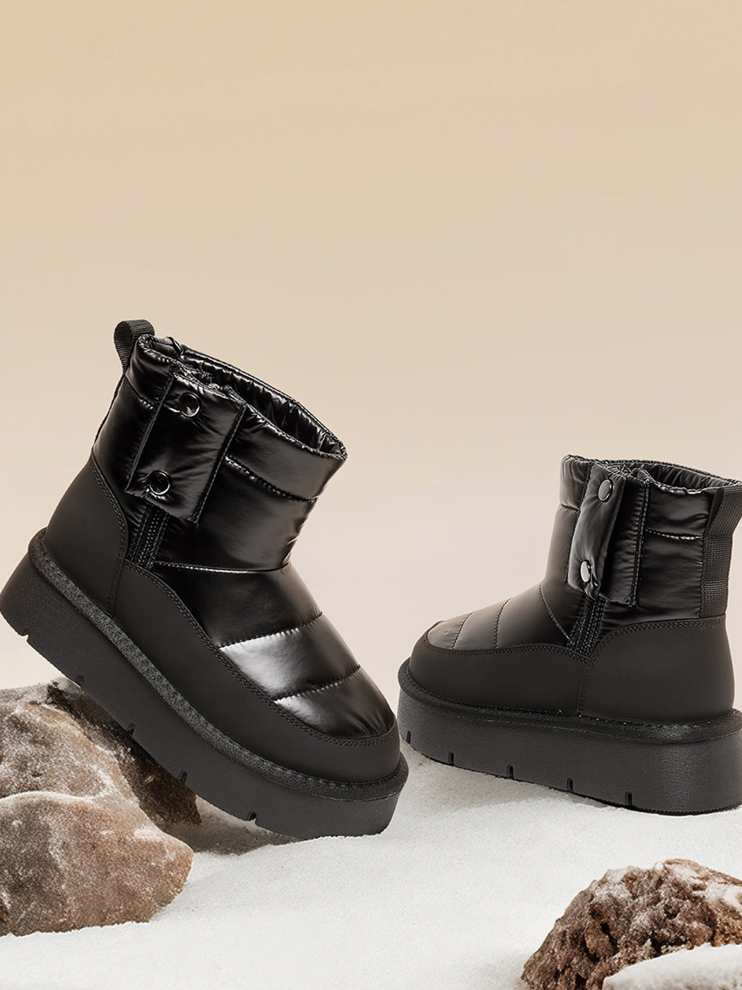 Pink Quilted Platform Snow Boots