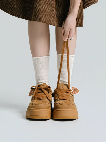 Monochrome Brown Platform Skate Sneakers