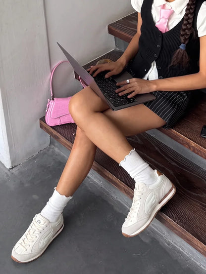 Wing-Panel Retro Court Sneakers
