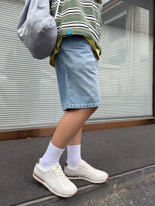 Wing-Panel Retro Court Sneakers