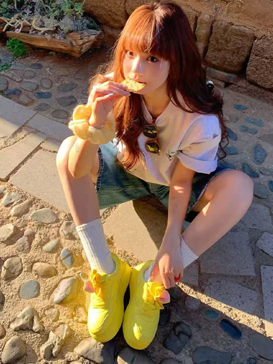 Cupid-Heart Monochrome Platform Sneakers