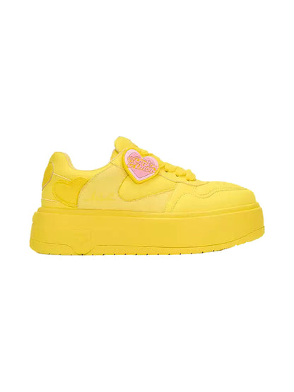 Cupid-Heart Monochrome Platform Sneakers