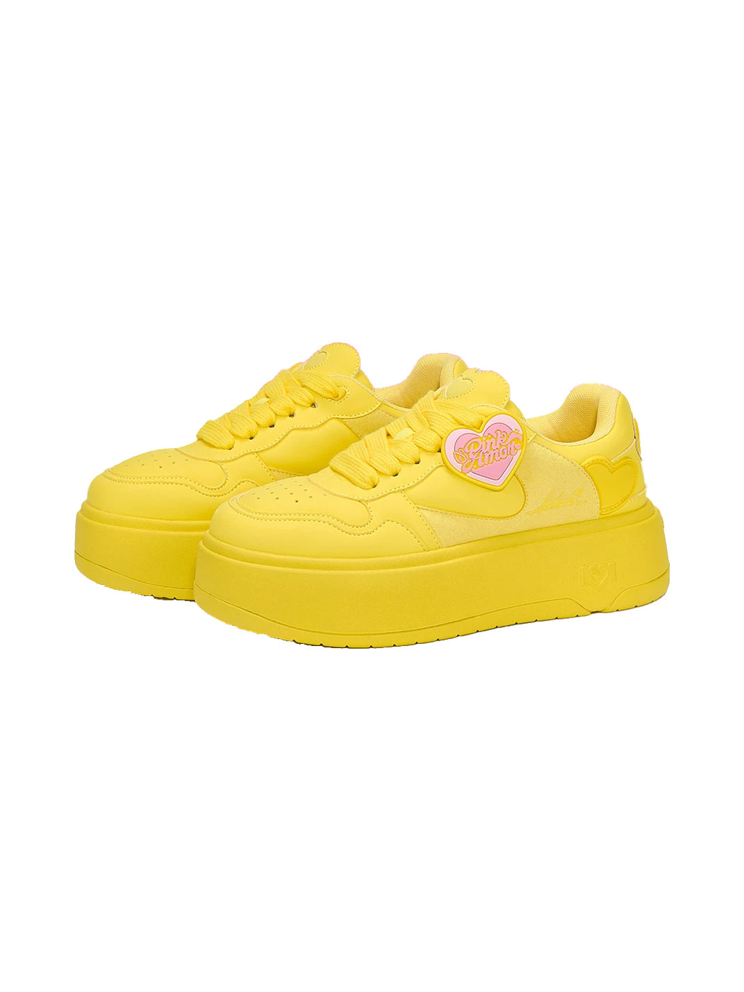 Cupid-Heart Monochrome Platform Sneakers