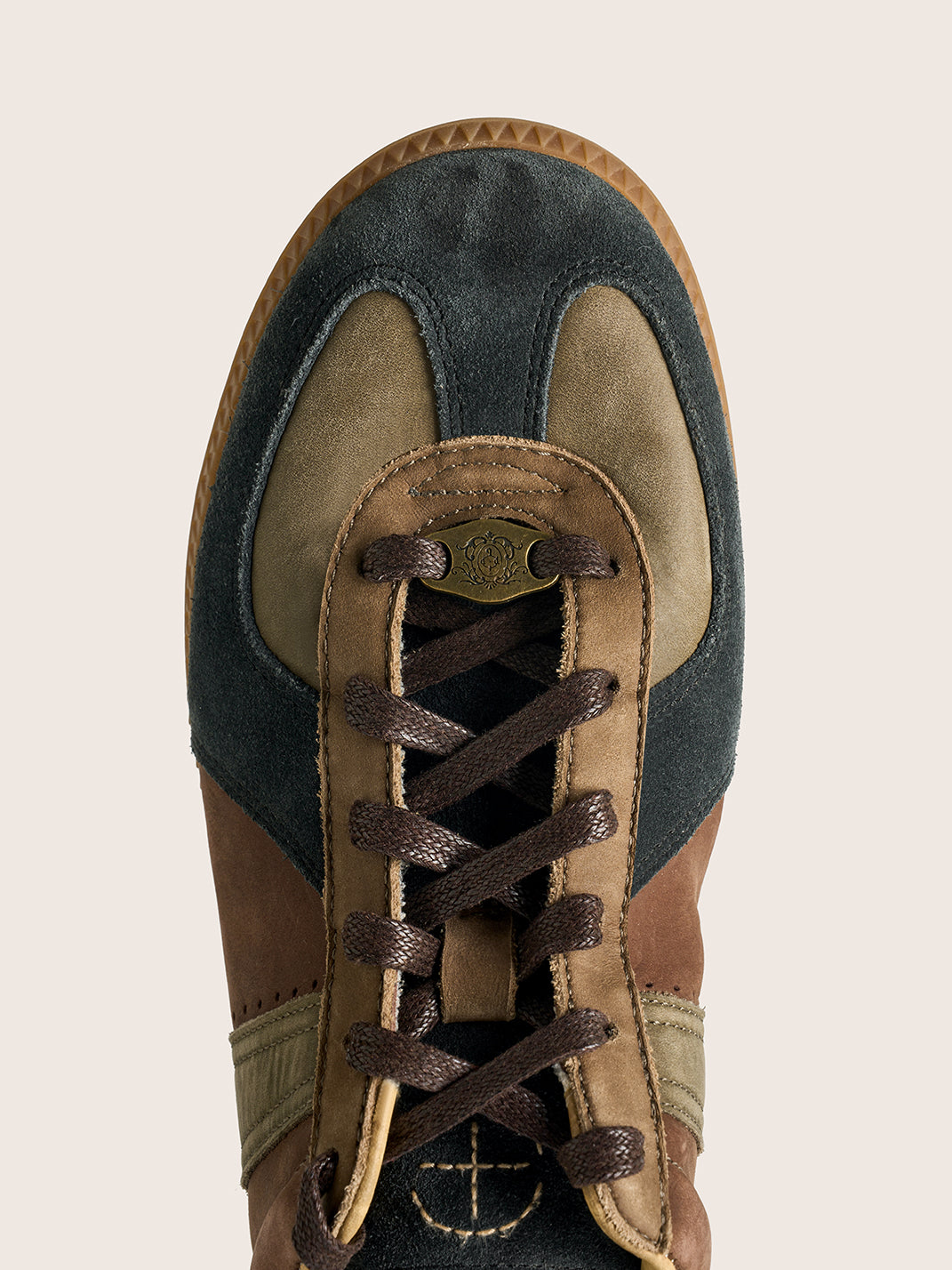 Washed Suede Colorblock Retro Trainers