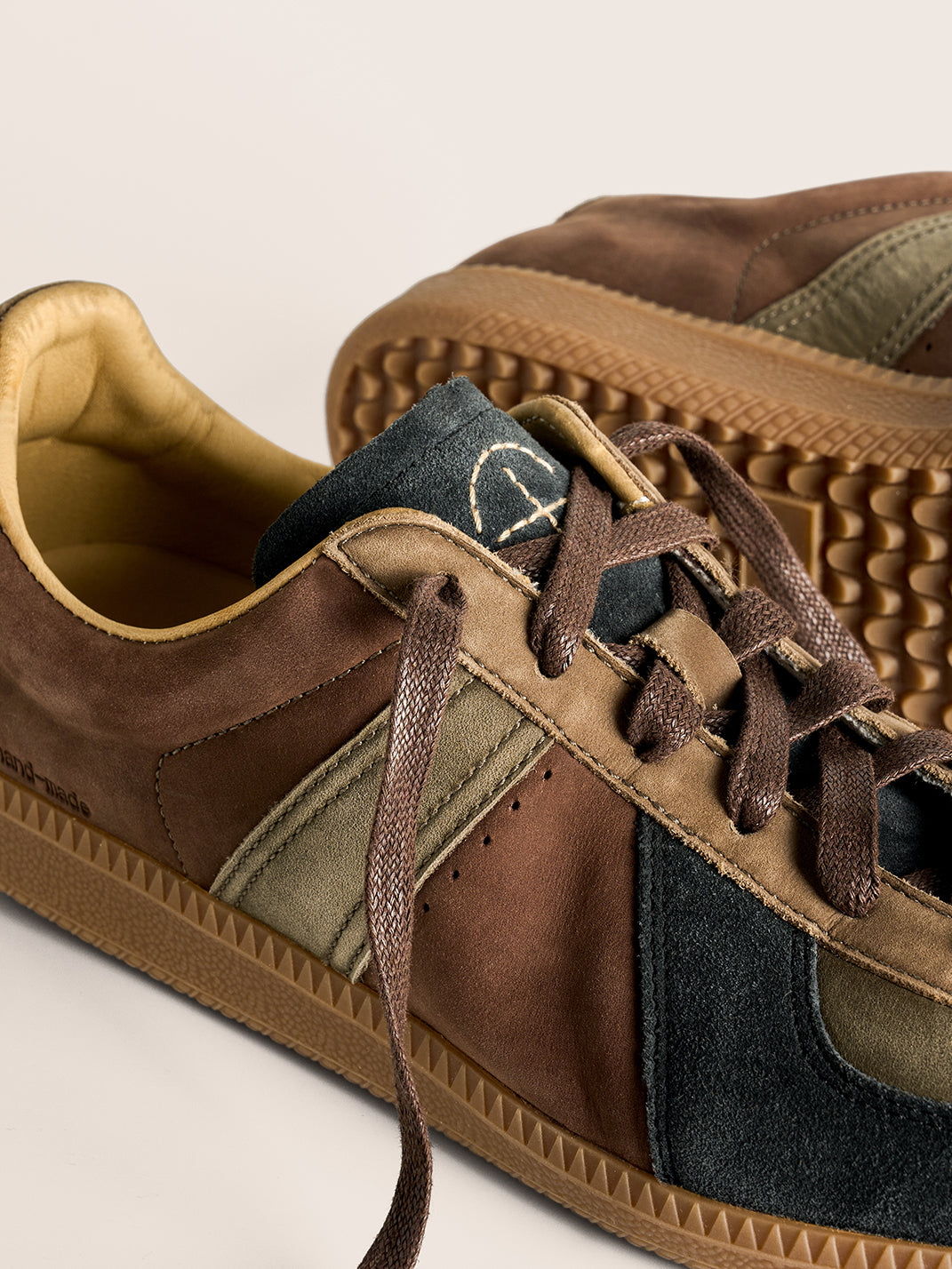 Washed Suede Colorblock Retro Trainers
