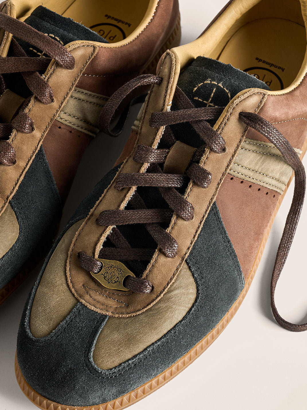 Washed Suede Colorblock Retro Trainers
