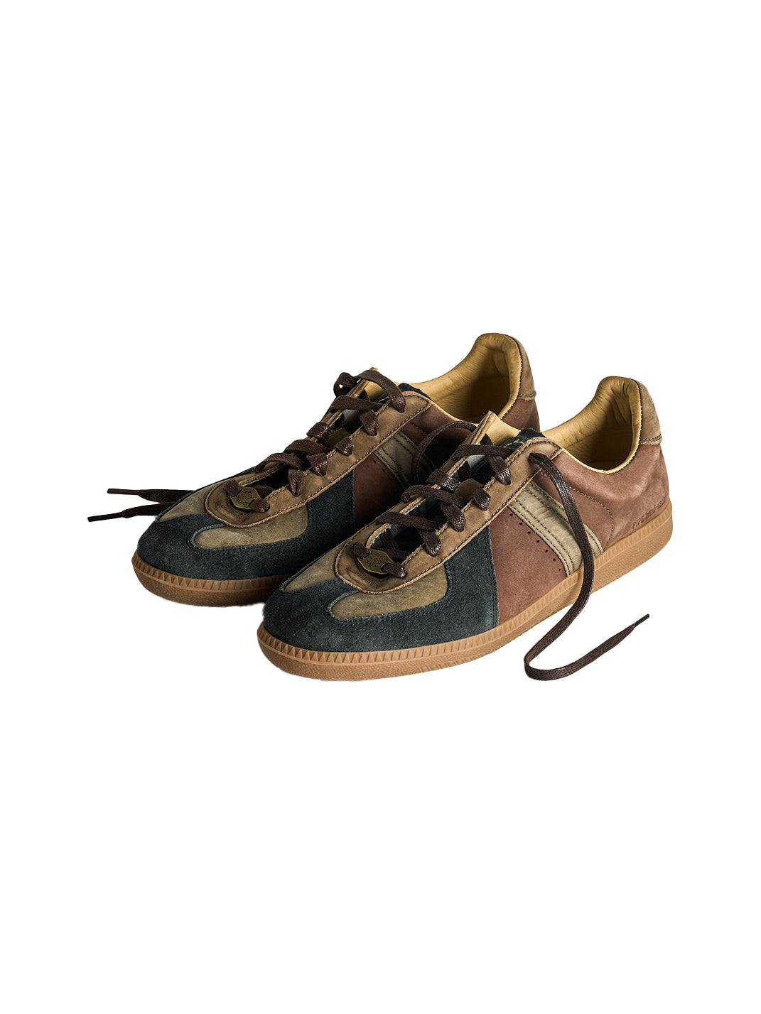 Washed Suede Colorblock Retro Trainers