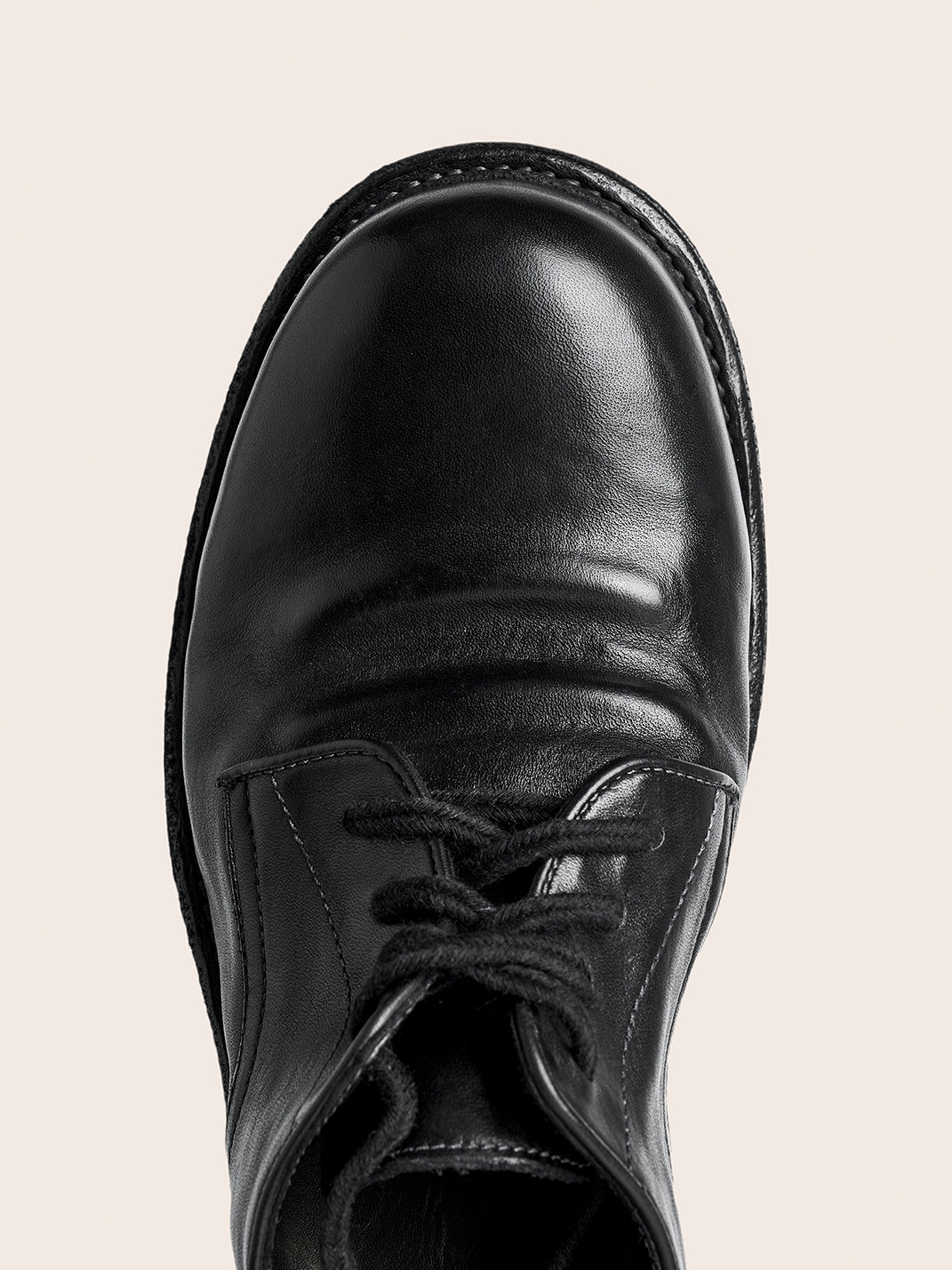 Washed Horsehide Round-Toe Derby Shoes