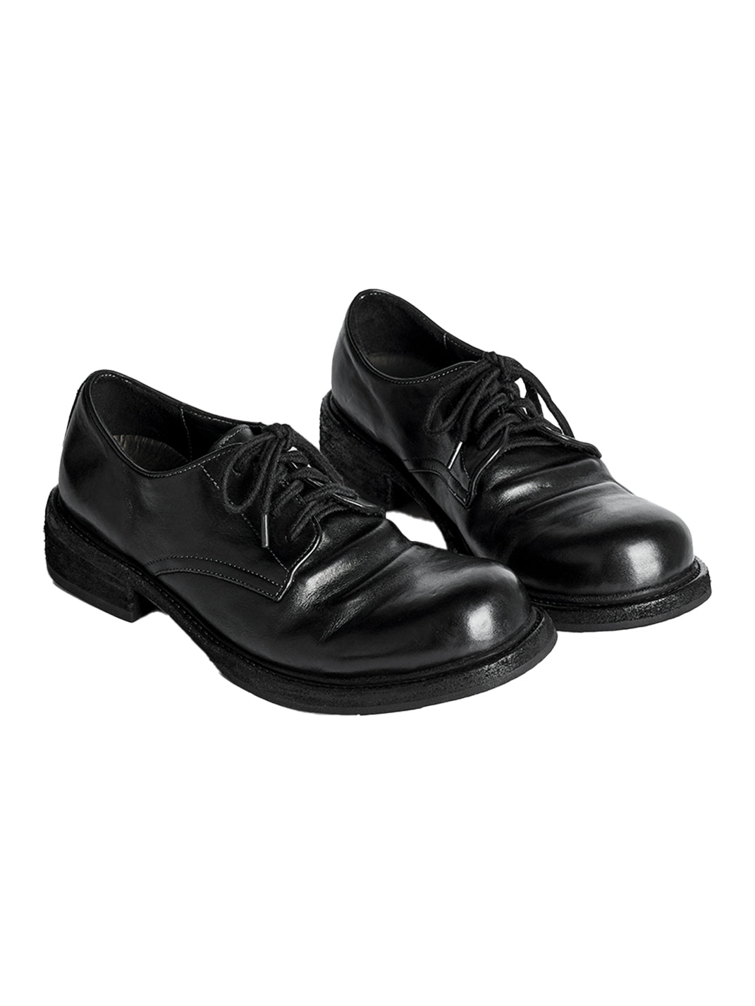Washed Horsehide Round-Toe Derby Shoes