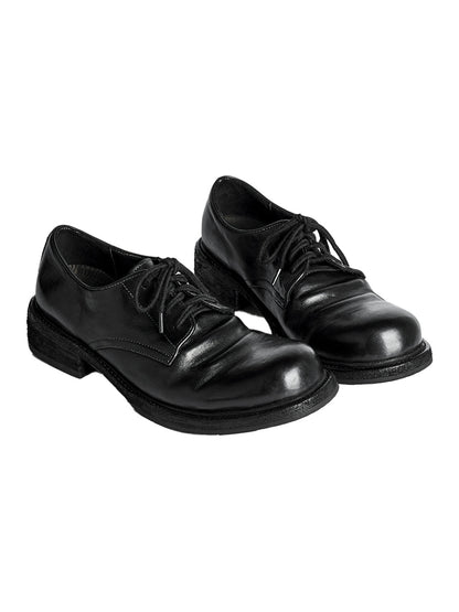 Washed Horsehide Round-Toe Derby Shoes