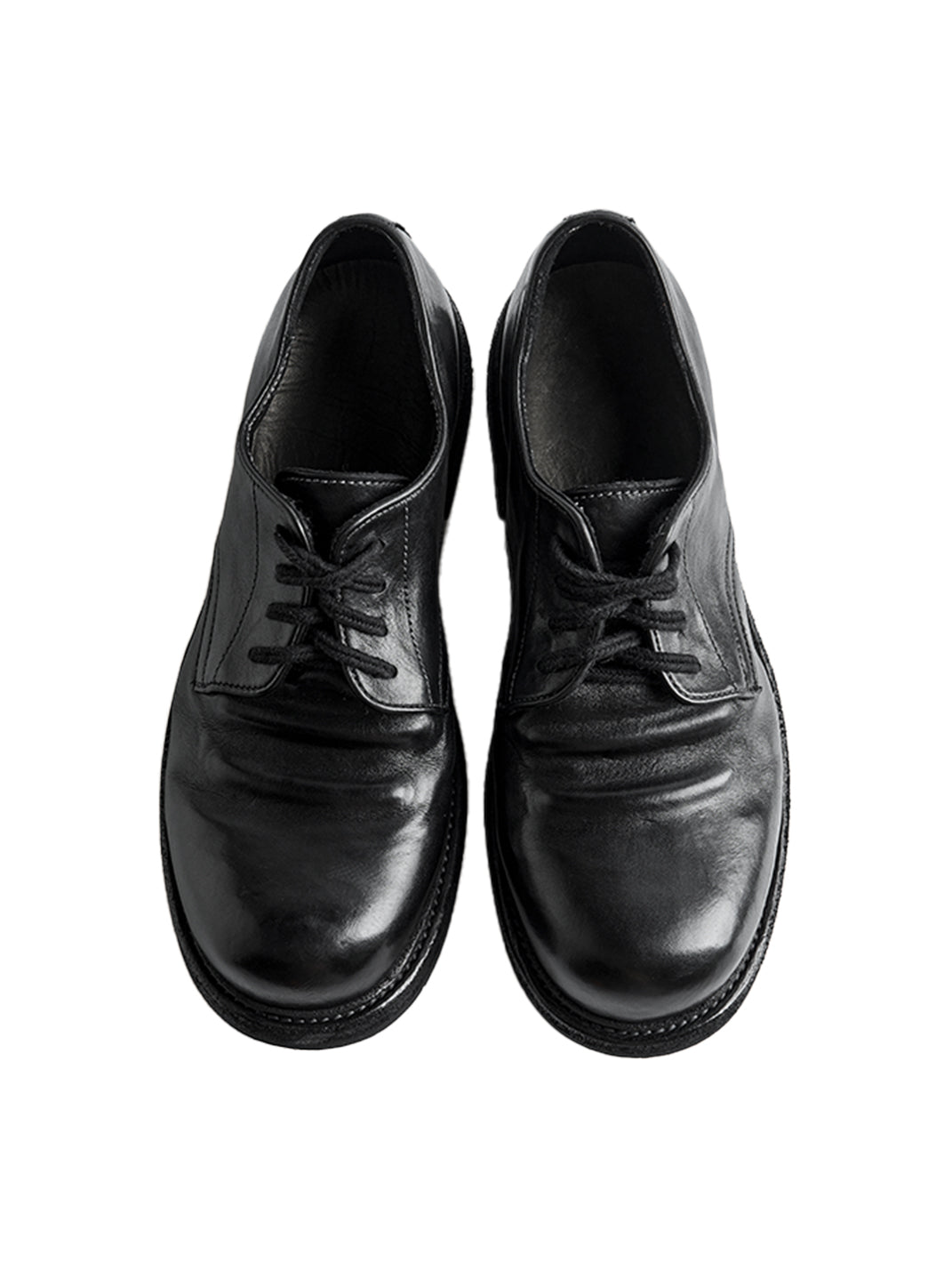 Washed Horsehide Round-Toe Derby Shoes