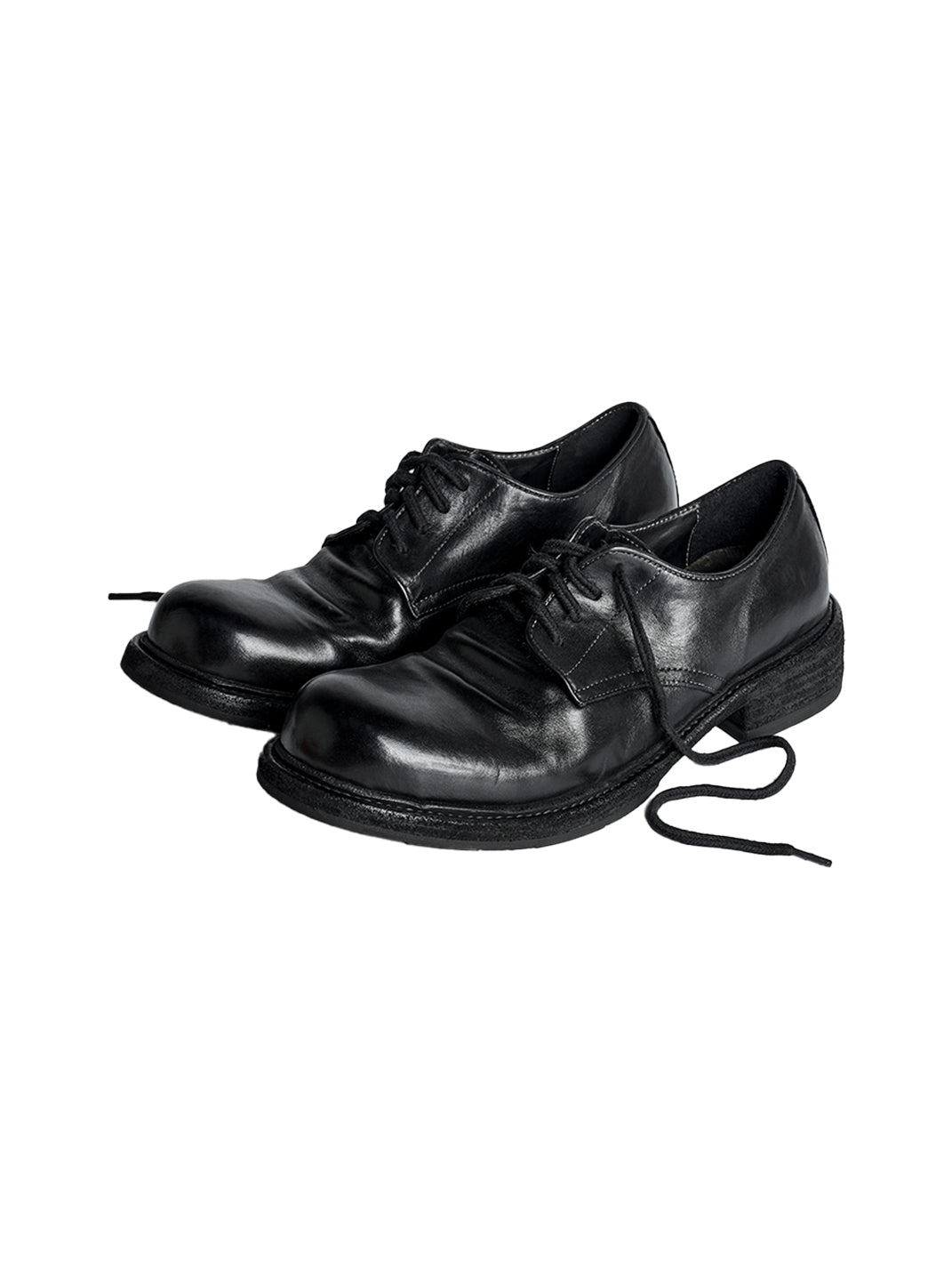 Washed Horsehide Round-Toe Derby Shoes