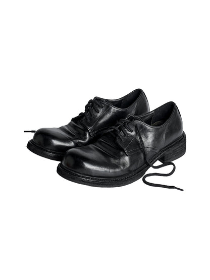 Washed Horsehide Round-Toe Derby Shoes