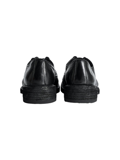 Washed Horsehide Round-Toe Derby Shoes
