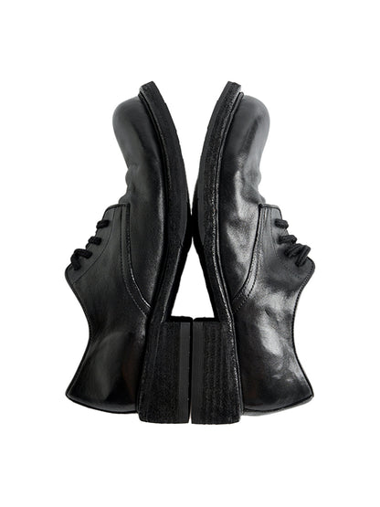 Washed Horsehide Round-Toe Derby Shoes