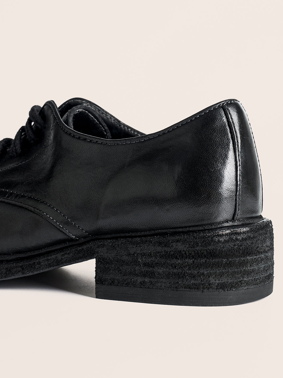Washed Horsehide Round-Toe Derby Shoes
