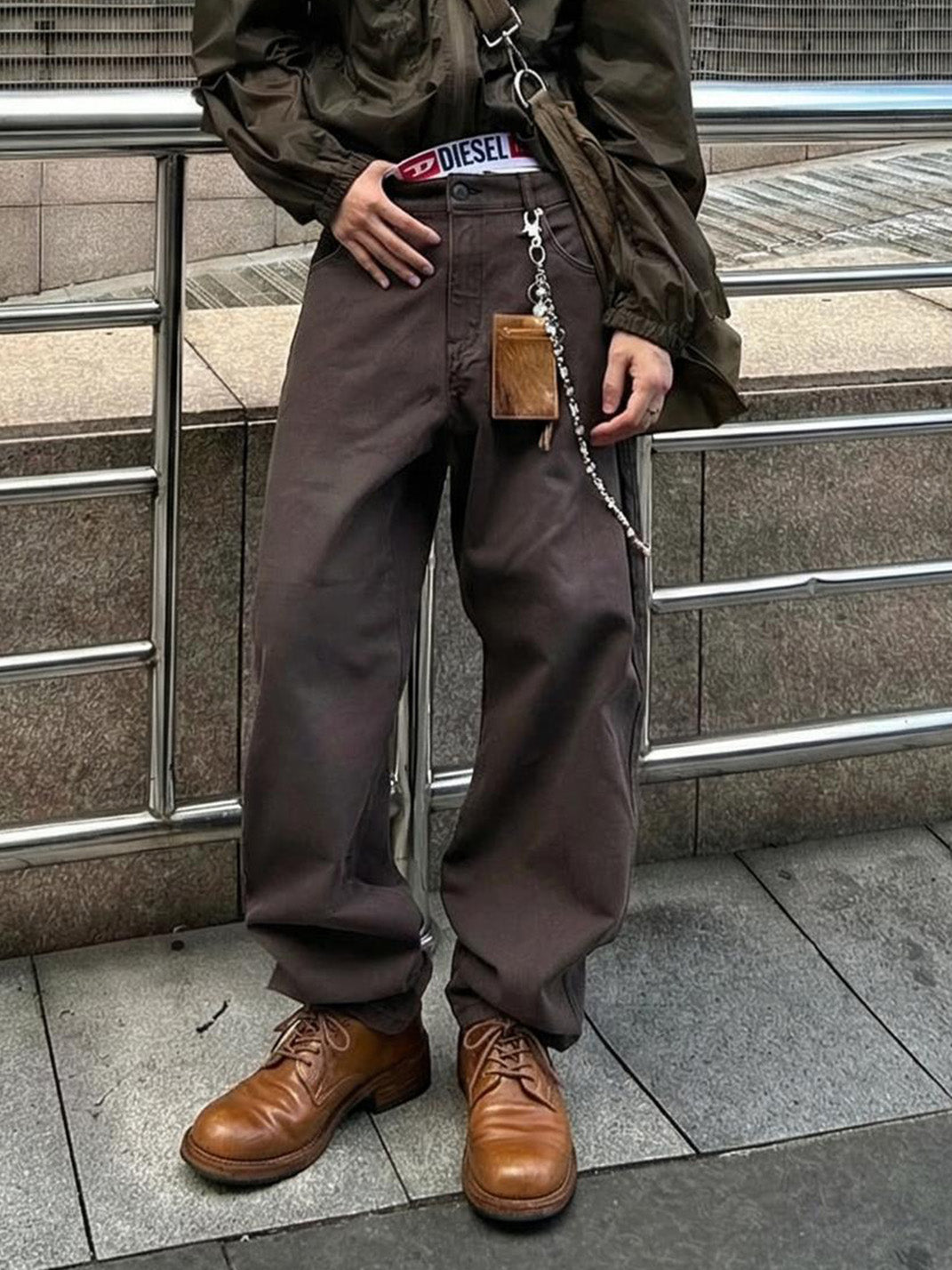 Washed Horsehide Round-Toe Derby Shoes