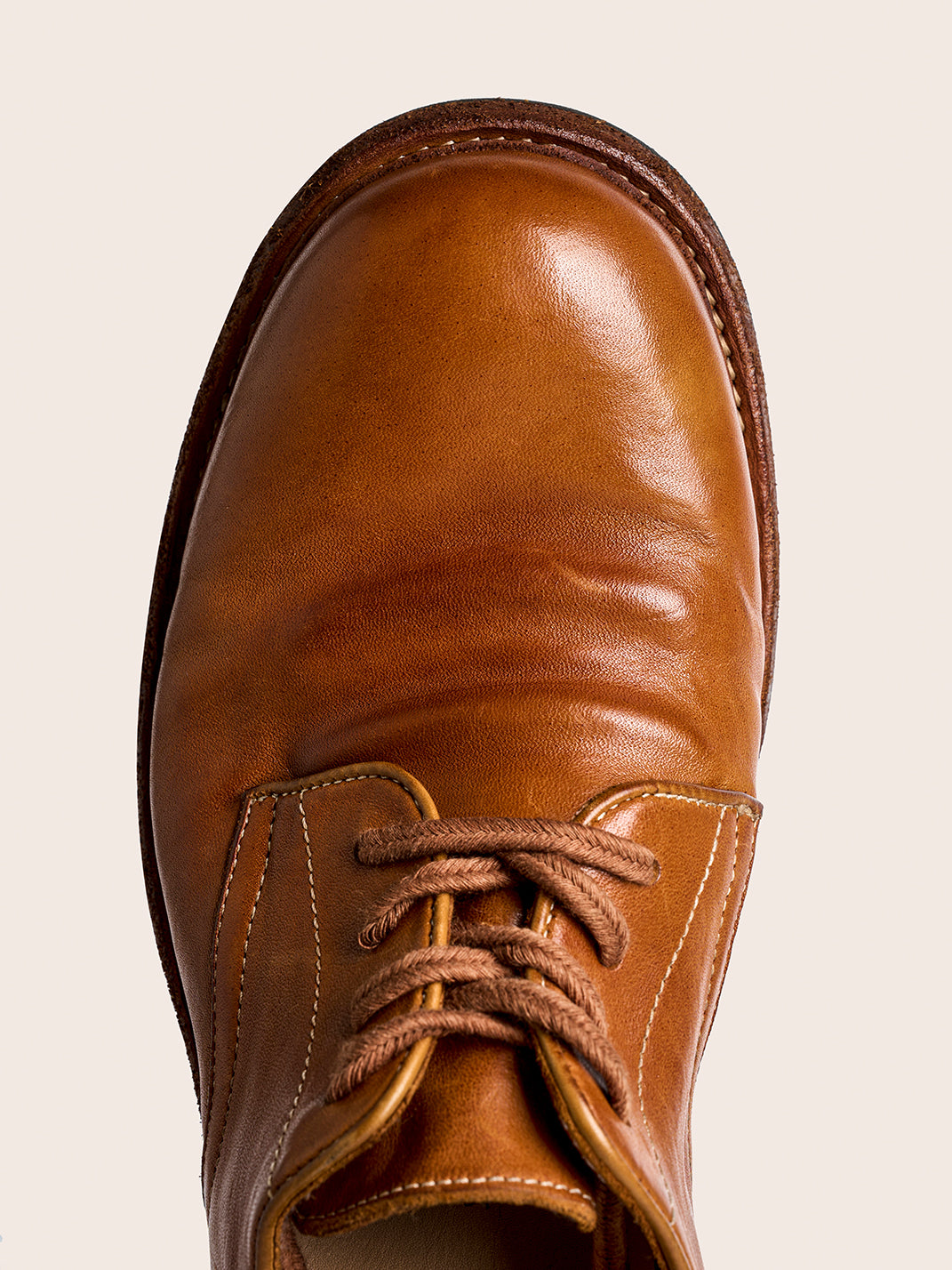 Washed Horsehide Round-Toe Derby Shoes