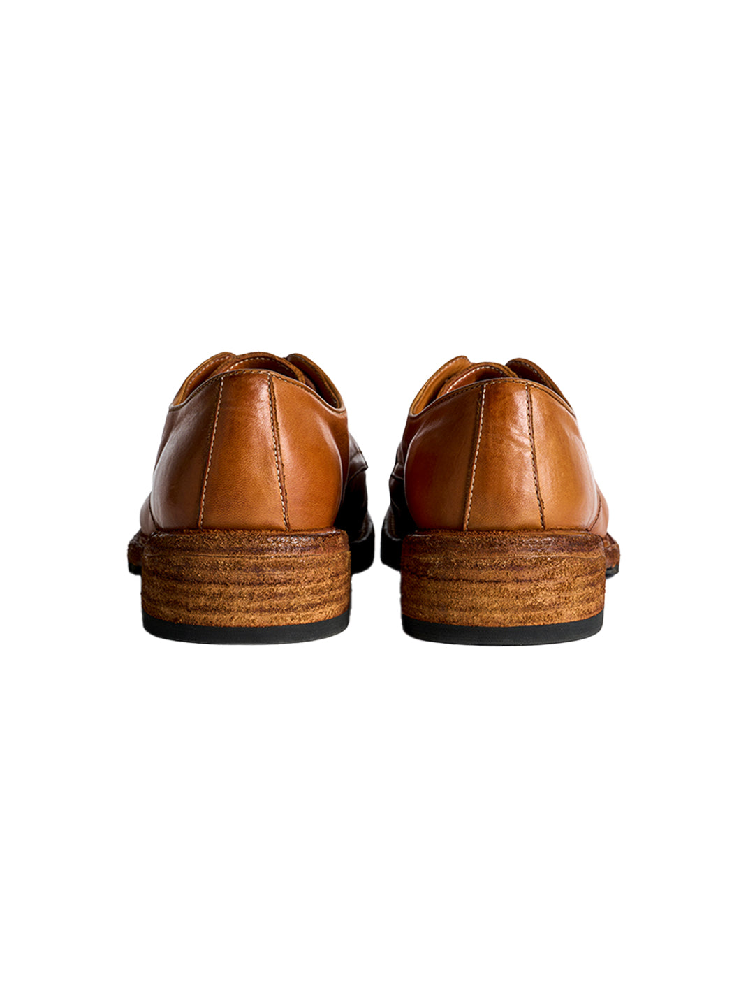 Washed Horsehide Round-Toe Derby Shoes