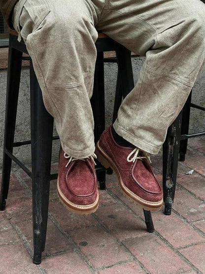 Suede Moc-Toe Lace-Up Work Loafers