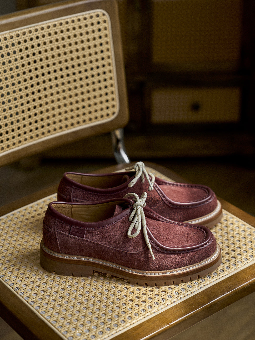 Suede Moc-Toe Lace-Up Work Loafers