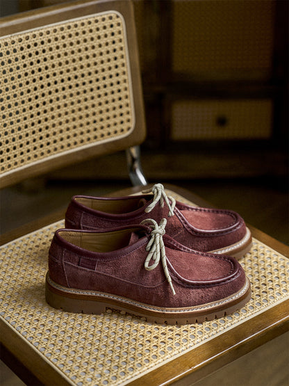 Suede Moc-Toe Lace-Up Work Loafers