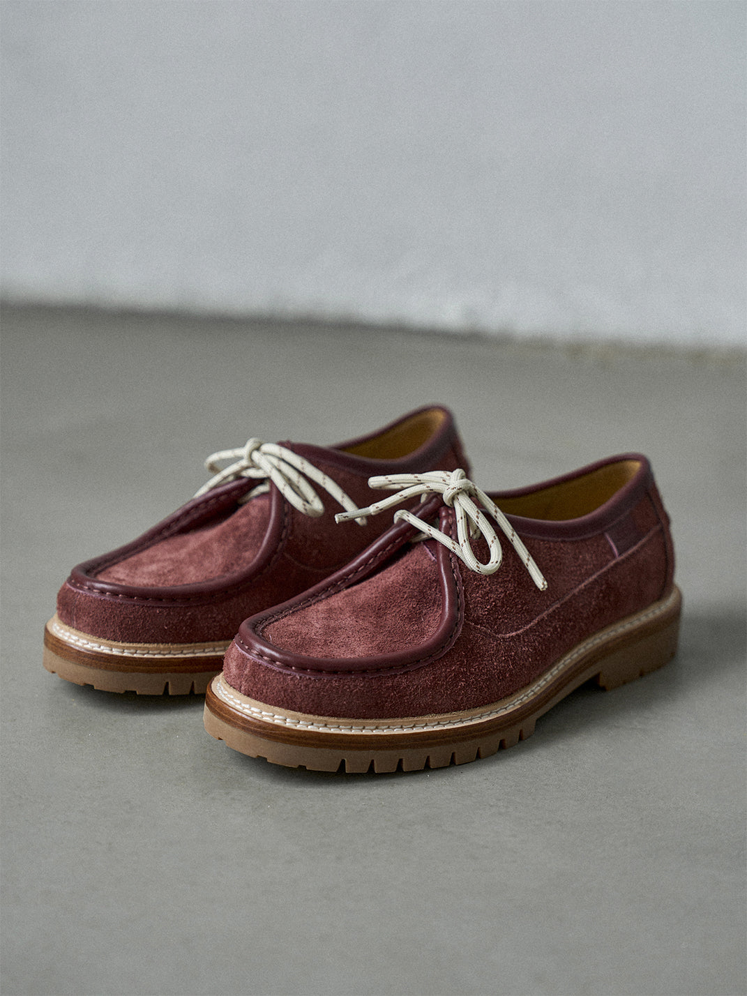 Suede Moc-Toe Lace-Up Work Loafers