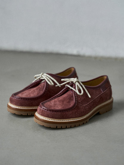 Suede Moc-Toe Lace-Up Work Loafers