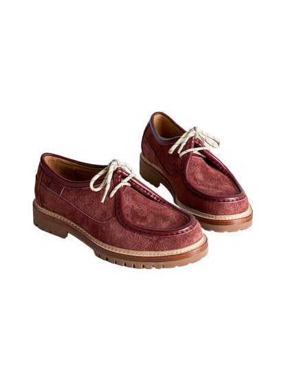 Suede Moc-Toe Lace-Up Work Loafers