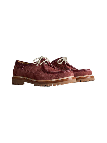 Suede Moc-Toe Lace-Up Work Loafers