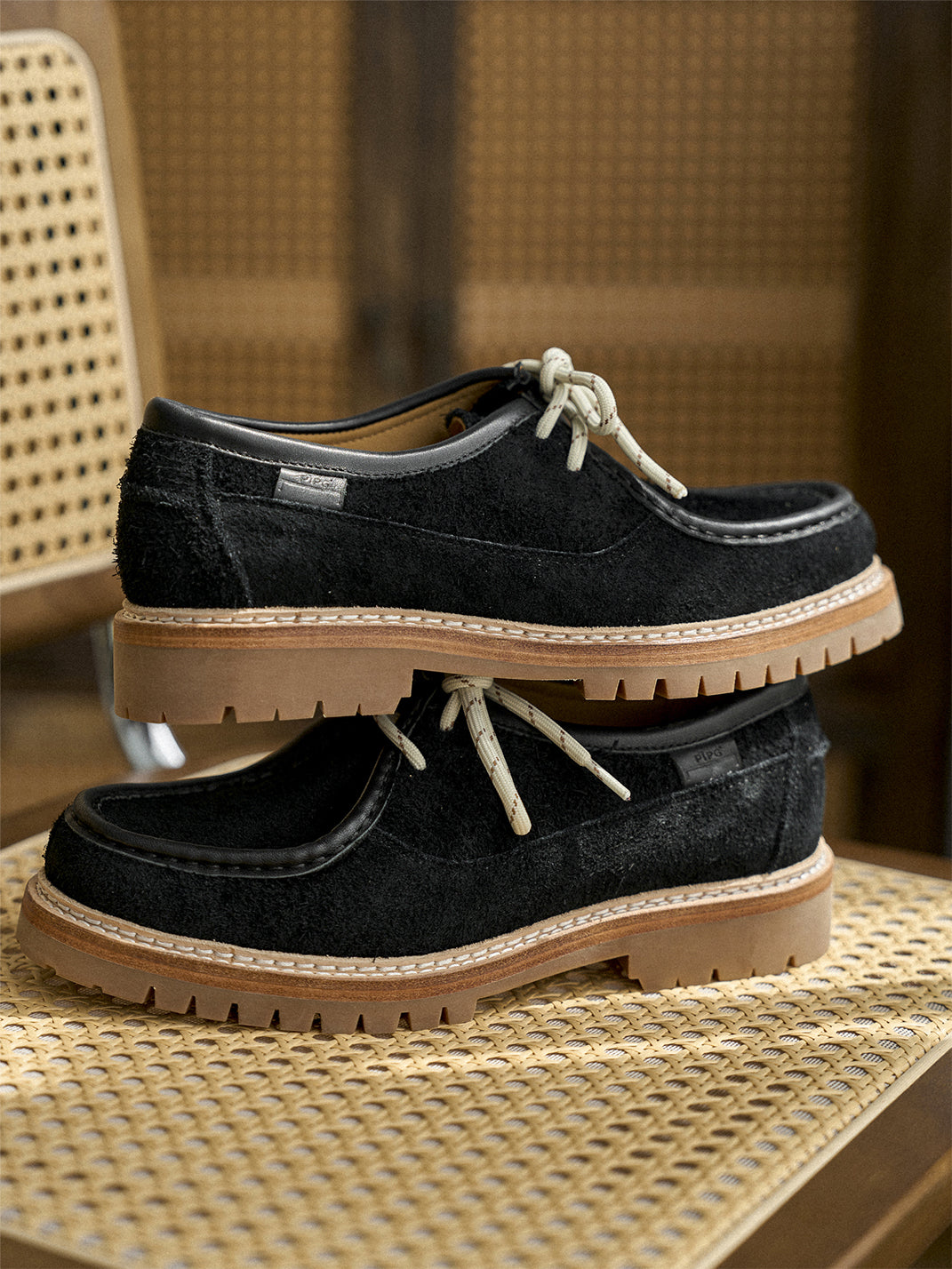 Suede Moc-Toe Lace-Up Work Loafers