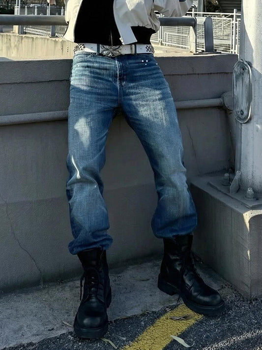 Washed Horsehide Rear-Zip Combat Boots