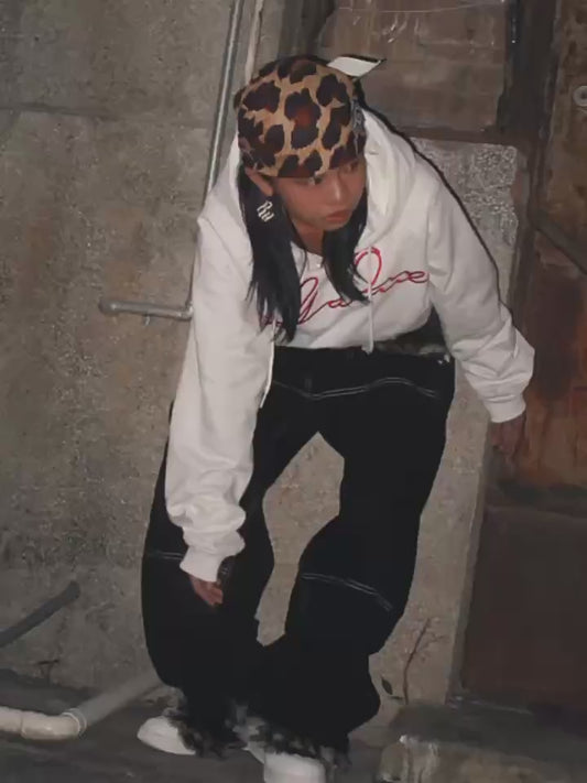 Taiji Dual Serpent Leopard Print Oldschool Skate Denim Pants [ID:0478PA]
