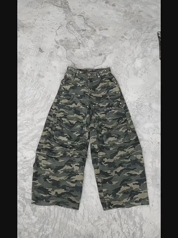 PERSONSOUL Personsoul Camouflage Overalls with Zip-Off Legs ワイド