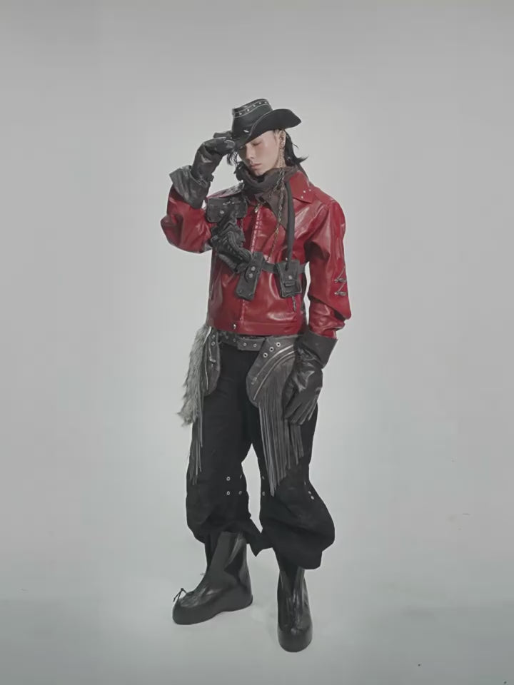 PERSONSOUL Personsoul Snake Texture Black Jeans ワイドデニム