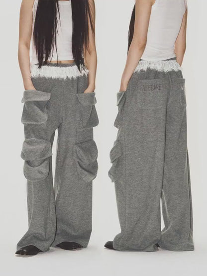 Frilled Big Pocket Sweat Wide Pants [ID:0048PA]