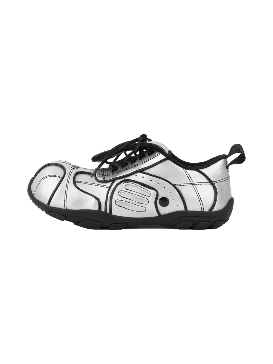 Quilted Silver Foldover-Tongue Low-Top Sneakers