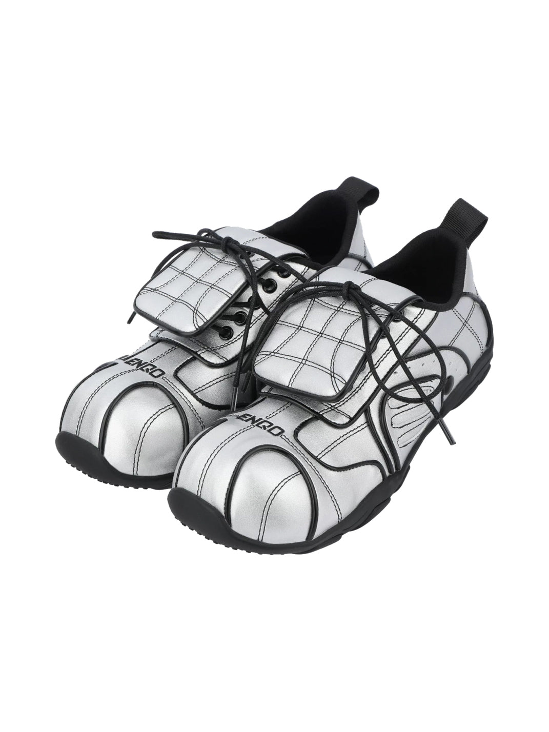 Quilted Silver Foldover-Tongue Low-Top Sneakers