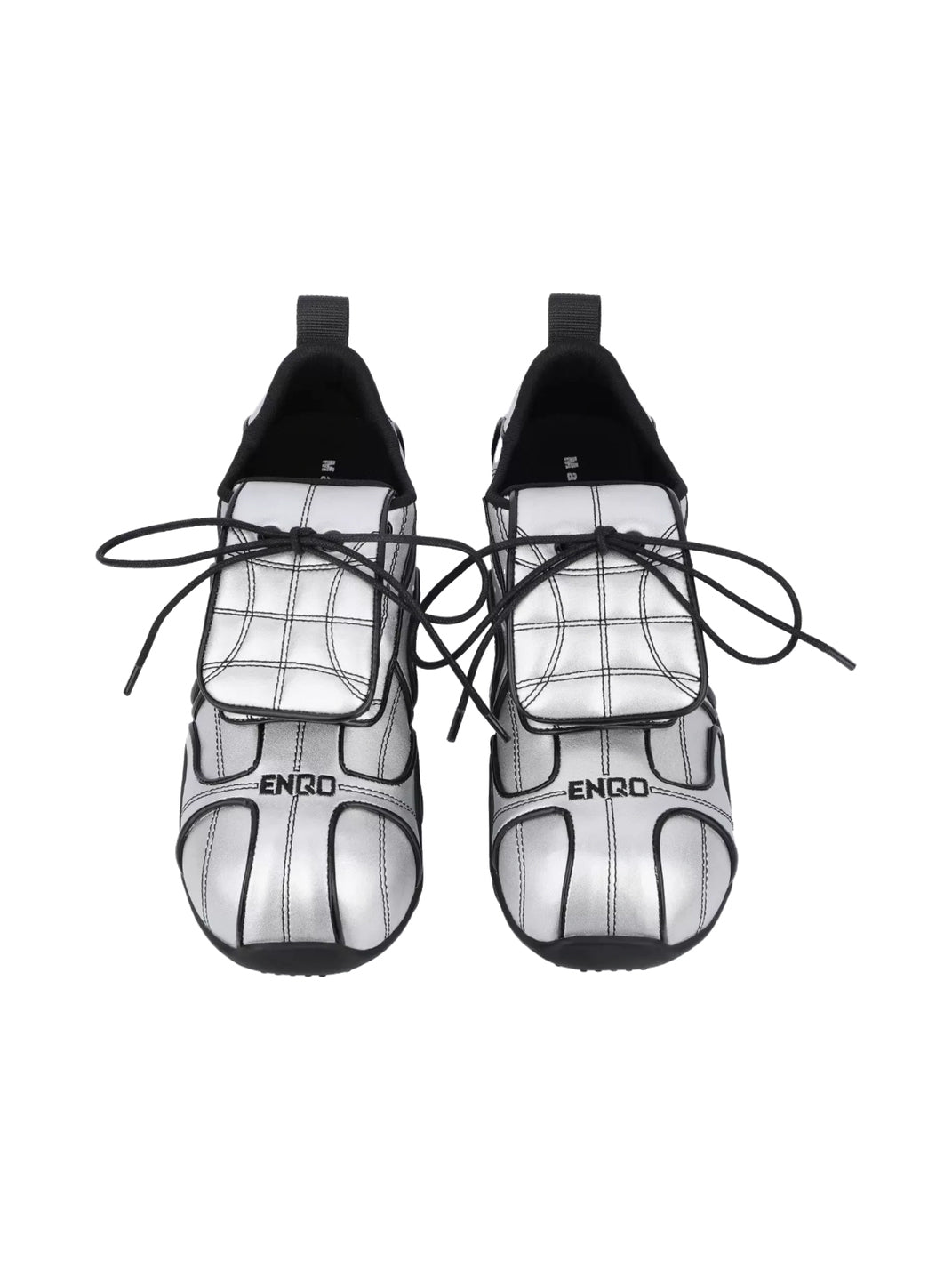 Quilted Silver Foldover-Tongue Low-Top Sneakers