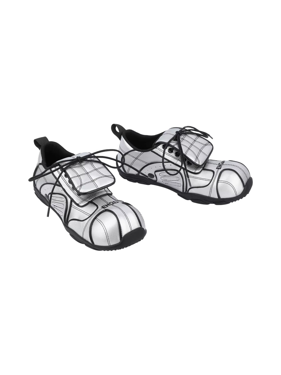 Quilted Silver Foldover-Tongue Low-Top Sneakers