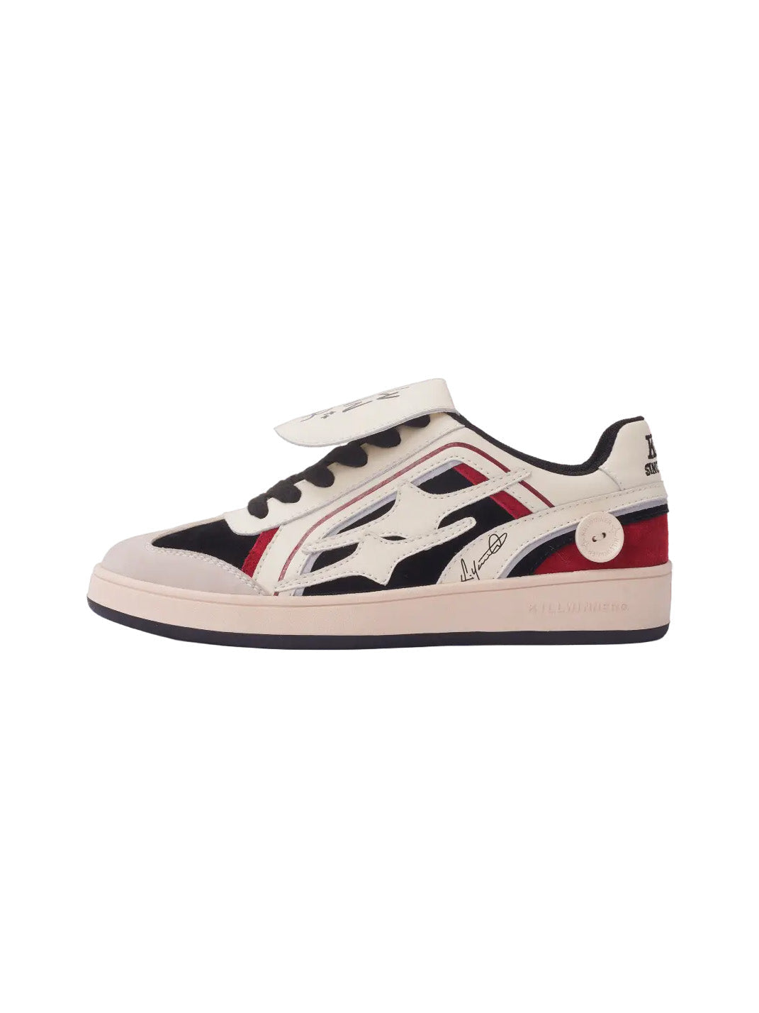 Red Flame-Panel Retro Trainer Sneakers