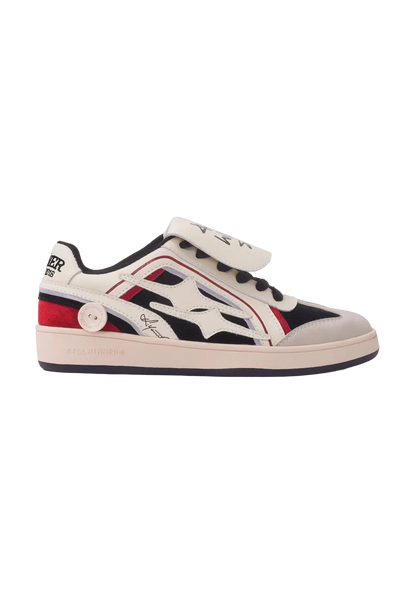 Red Flame-Panel Retro Trainer Sneakers