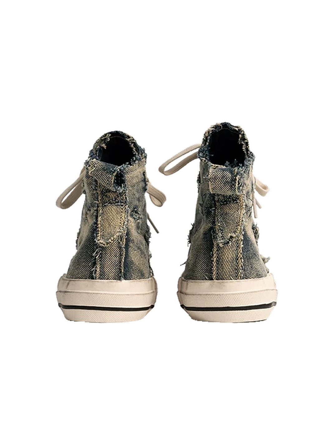 Rhinestone Distressed Denim High-Top Sneakers