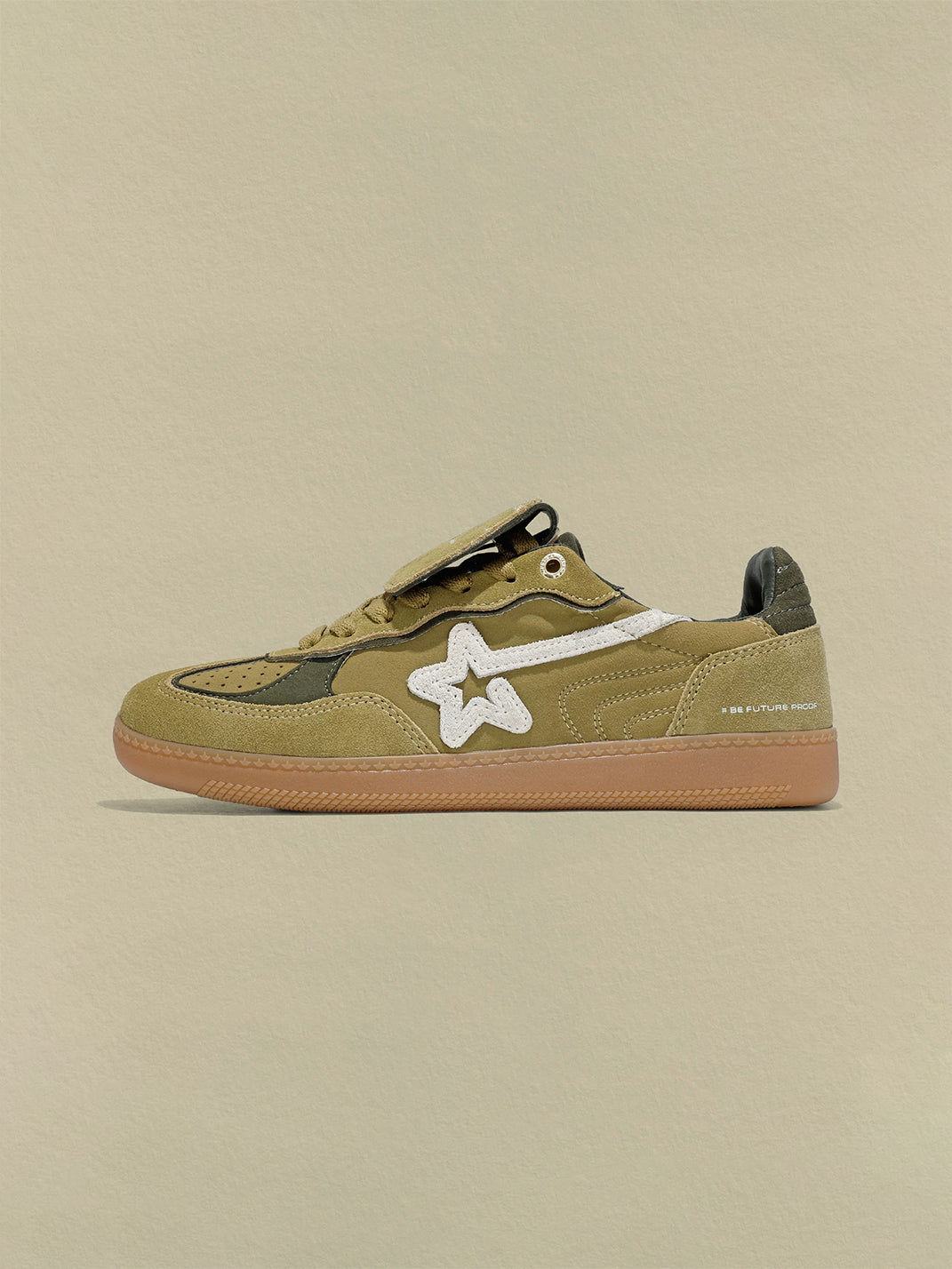 Avocado Suede Star-Panel Retro Trainers