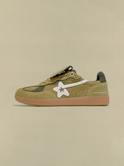 Avocado Suede Star-Panel Retro Trainers