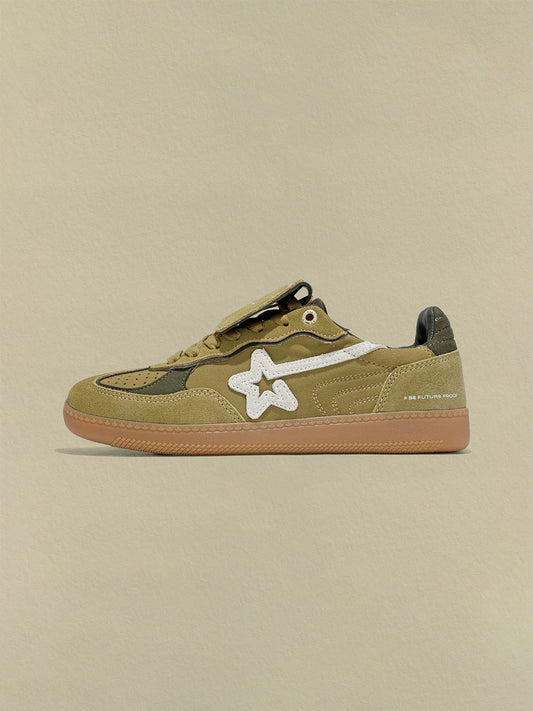 Avocado Suede Star-Panel Retro Trainers