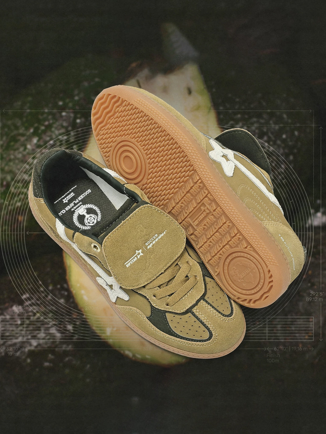 Avocado Suede Star-Panel Retro Trainers