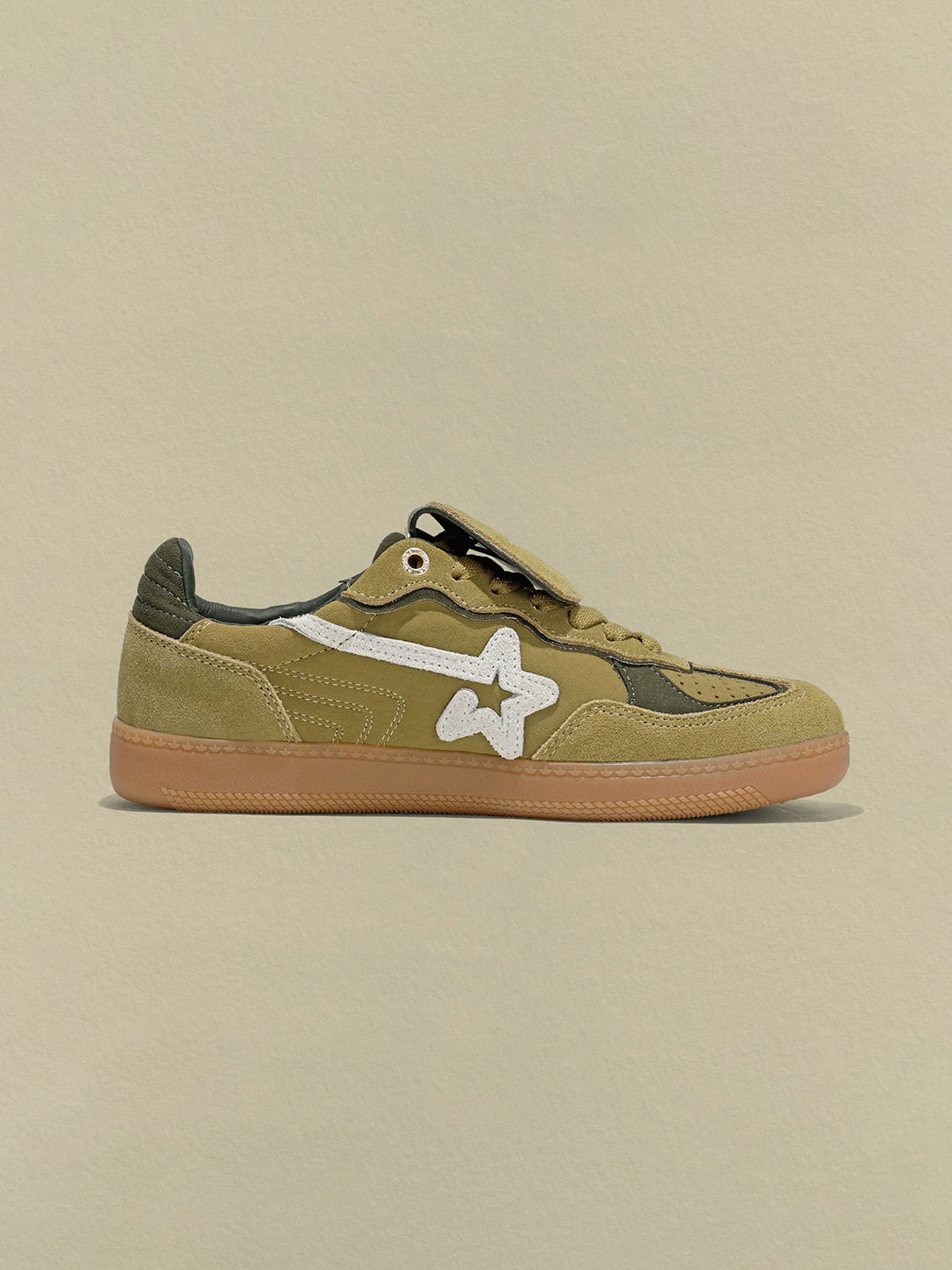 Avocado Suede Star-Panel Retro Trainers