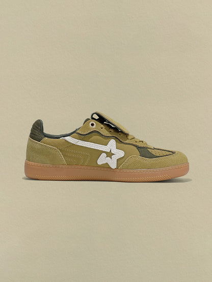 Avocado Suede Star-Panel Retro Trainers