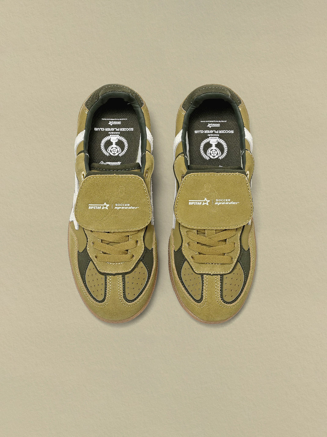Avocado Suede Star-Panel Retro Trainers